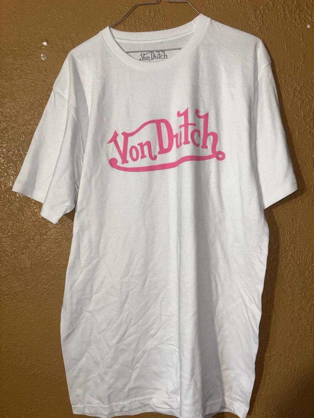 Von Dutch Pink Logo White T-Shirt